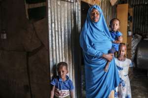 Uba Adan Juma moved to Hargeisa city with her 10 children when her goats died in a terrible drought three years ago. By EDUARDO SOTERAS (AFP)