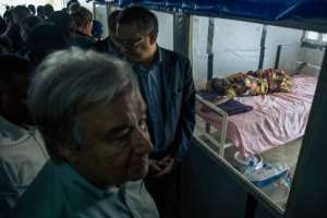 UN Secretary General Antonio Guterres visited an Ebola treatment centre in Mangina, North Kivu province, earlier this month. By ALEXIS HUGUET (AFP/File)
