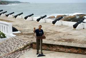 US former president Barack Obama visited Ghana's Cape Coast Castle in 2009.  By SAUL LOEB (AFP/File)