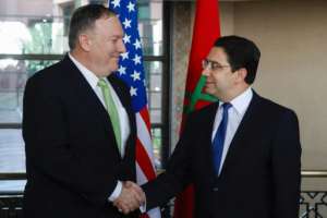 US Secretary of State Mike Pompeo is welcomed by Morocco's Foreign Minister Nasser Bourita. By - (AFP)