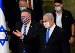 US Secretary of State Mike Pompeo (L) and Israeli Prime Minister Benjamin Netanyahu met on Monday in Jerusalem at the start of Pompeo's regional tour. By DEBBIE HILL (POOL/AFP)
