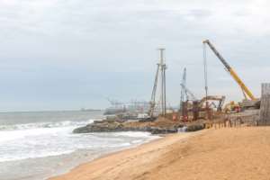 Villagers living along Togo's shoreline say construction of a new deep water port in Lome has stept up the pace of the coastal erosion. By YANICK FOLLY (AFP)