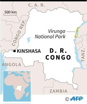 Map of the D. R. Congo locating Virunga National Park. By Paul DEFOSSEUX (AFP)