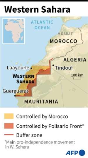 Map of Western Sahara.  By Adrian LEUNG (AFP)