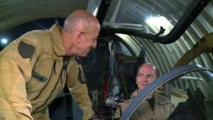 Wigston and French counterpart General Philippe Lavigne in the cockpit of a French Mirage 2000 at France's base in N'Djamena, Chad. By Guillaume BONNET (AFP)