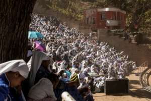 Women members of the Apocalypse Church attend a seminar led by Aurella Mailhol, the wife of founder Andre Mailhol. By GIANLUIGI GUERCIA (AFP)
