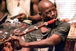A musician from the National Ballet of Guinea performs during a rehearsal in Conakry