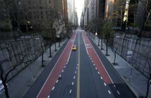 A deserted 42nd Street is seen in midtown New York in April. By TIMOTHY A. CLARY (AFP/File)
