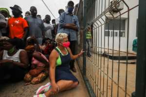 A ferry carrying nearly 1,200 passengers, mostly women and children, docked at the port overnight.  By Alfredo Zuniga (AFP)