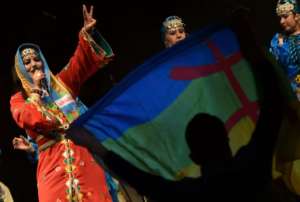 A file picture taken on January 12, 2015 shows Amazigh singer Fatima Tabaamrant performing during their new year celebrations in Tiznit, Morocco
