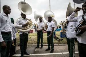 A Kimbanguist orchestra performed at a memorial for Tshisekedi's father Etienne in 2019. By John WESSELS (AFP/File)