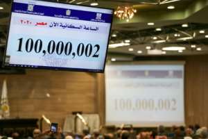 A screen displaying the population count at the Egyptian Ministry of Planning headquarters in the capital Cairo. By Mohamed el-Shahed (AFP)