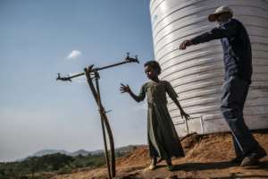 A water tap at Chagni camp.  By EDUARDO SOTERAS (AFP)