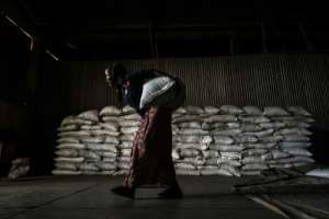 A woman in Alamata carries a sack of wheat during food distribution organised by the Ethiopian government. By EDUARDO SOTERAS (AFP)