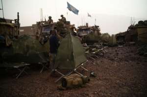 Aboubacar -- not his real name -- pitches up with UN peacekeepers at a bivouac near Menaka. The former tour guide works as an interpreter for the British contingent of the UN's MINUSMA mission in Mali. By FLORENT VERGNES (AFP)