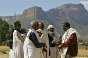 Abiy accepted a 2002 UN boundary ruling that would split the ethnic Irob community in two. Here elders from both sides hold a reconciliation meeting.  By MICHAEL TEWELDE (AFP)