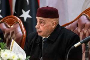 Aguila Saleh, the speaker of the Tobruk-based Libyan House of Representatives. By Abdullah DOMA (AFP/File)