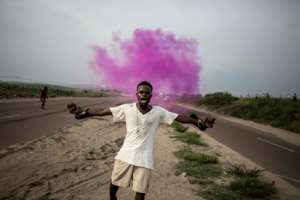 AFP photographer John Wessels was also nominated for this picture of an opposition supporter reacting to the police firing tear gas in Kinshasa. By John WESSELS (AFP/File)