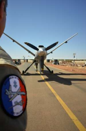 Air power: An armed Reaper drone at Barkhane's military base in Niamey, Niger. By Daphné BENOIT (AFP)