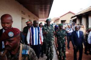 Along with officials and soldiers, President Felix Tshisekedi visited wounded soldiers at a military clinic in Beni General Hospital last week. By Luke Dennison (AFP / File)