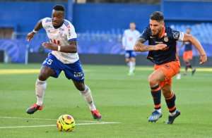 Algerian forward Andy Delort (right) scored twice in Montpellier's 4-3 win over Strasbourg. By Pascal GUYOT (AFP)