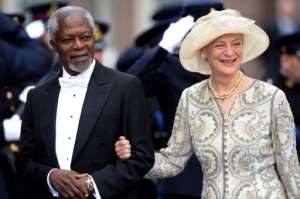 Annan's wife Nane Maria survives the former UN chief. By PATRIK STOLLARZ (AFP)