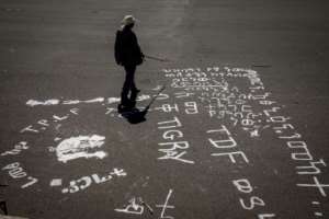 Anti-Abiy and pro-TPLF slogans have been scrawled on the runway at Lalibela airport. By Solan KOLLI (AFP)