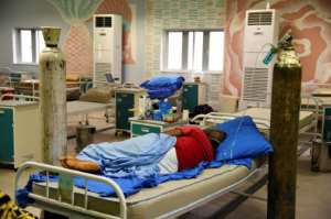 Around half the beds are empty in the Yaba hospital as infection rates have stabilised in Nigeria's second wave of coronavirus. By PIUS UTOMI EKPEI (AFP)