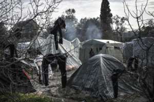 At night women often feel afraid of being attacked in the migrant camp. By LOUISA GOULIAMAKI (AFP)