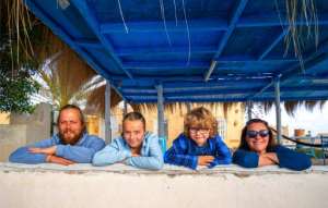 Bastien and Audrey Laurent and their two children, aged seven and nine, have been on the road since 2017. By - (HERE WE ARE WORLD/AFP)