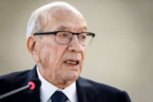Beji Caid Essebsi, seen in this February 2019 picture, is Tunisia's first democratically elected president. By Fabrice COFFRINI (AFP/File)