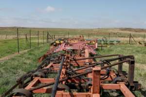 Bester's tillers are lying unused -- regenerative farming entails turning over the soil as little as possible. By Phill Magakoe (AFP)