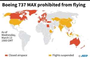 Countries that have closed their airspace and suspended flights of the Boeing 737 Max aircraft, as of Wednesday, March 13 at 1900 GMT. By Sabrina BLANCHARD (AFP)