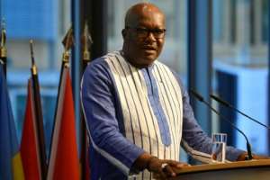 Burkina Faso President Roch Marc Christian Kabore's cabinet has been working by video-conferencing. By John MACDOUGALL (POOL/AFP)