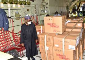 Care package: 100,000 masks, 1,000 protective suits and 20,000 test kits are flown into Nigeria -- a donation from Chinese tycoon Jack Ma, who has vowed to provide similar help to every country in Africa. By Kola SULAIMON (AFP/File)