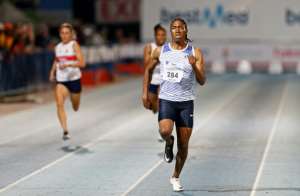 Caster Semenya is shown competing in a 200m race in Pretoria in March -- under World Athletics rules, she is still allowed to compete at that distance. By Phill Magakoe (AFP/File)