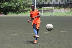 Chicco Sassou, 32, does physical training during the week and plays amateur games on weekends. By Steeve JORDAN (AFP)