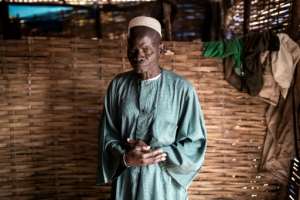 Victim of the conflict: Mamadou Lamine shares a makeshift house in Kaour with 11 other displaced people.  By JOHN WESSELS (AFP)