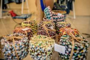 Colour Indigo transforms waste fabric into decorative objects. By Yanick Folly (AFP)