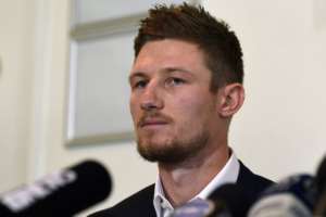 Cricketer Cameron Bancroft attends a press conference at the Western Australian Cricket Association ground in Perth on March 29, 2018.An emotional Cameron Bancroft asked for forgiveness on March 29 over his part in a ball-tampering scandal, saying he was ashamed of himself, but refused to comment on the role David Warner played.