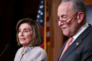 Democratic House Speaker Nancy Pelosi and Senator Chuck Schumer are calling for $500 billion in additional emergency coronavirus funding -- double what the White House asked for. By MANDEL NGAN (AFP/File)