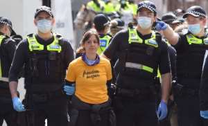 Dozens of people were arrested in Melbourne at an anti-lockdown protest. By William WEST (AFP)