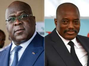 DR Congo has been shaken by a bitter dispute between President Felix Tshisekedi, left, and supporters of his predecessor Joseph Kabila. By Tchandrou Nitanga, TONY KARUMBA (AFP/File)