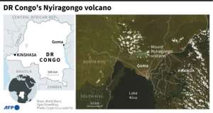 Map of DR Congo locating the Mount Nyiragongo volcano.. By Patricio ARANA (AFP)