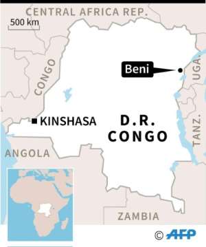 Map of the Democratic Republic of Congo locating Beni, epicenter of the current Ebola outbreak. By (AFP)