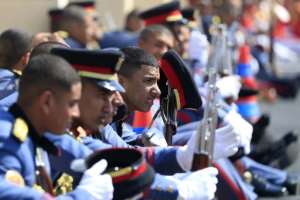 Egyptian honour guards wait as they attend the funeral of former president Hosni Mubarak. By Khaled DESOUKI (AFP)