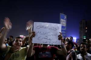 Egyptian protesters in the highly symbolic Tahrir square overnight, demanding Sisi step down. By STR (AFP)