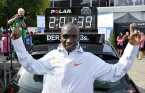 Eliud Kipchoge set the official marathon world record in Berlin in 2018. By John MACDOUGALL (AFP/File)