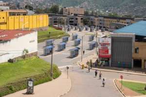 Empty: The bus station in the Rwandan capital Kigali after the government imposed a travel ban. By Simon Wohlfahrt (AFP)