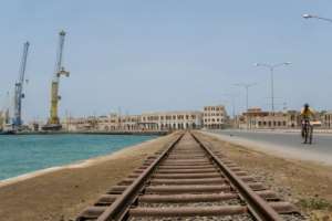 Empty wharves, an empty road and railway in Massawa.  By Maheder HAILESELASSIE TADESE (AFP)